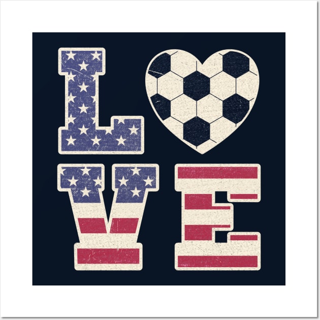 USA Soccer - Love Soccer Heart Wall Art by Numero14